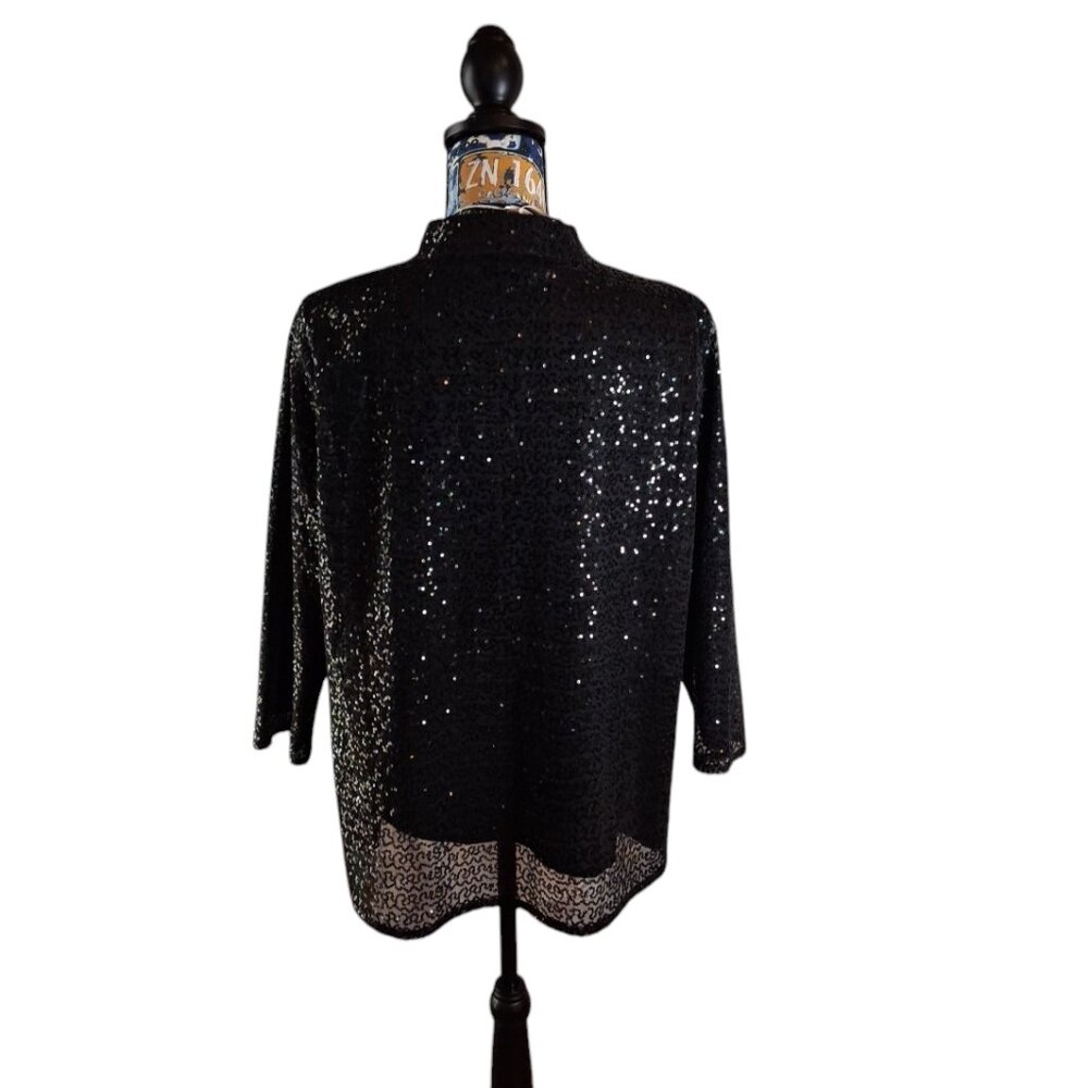 Duffield Lane Black Sequin Claudia Tunic Long Sleeve Women's Size Large - Picture 2 of 10